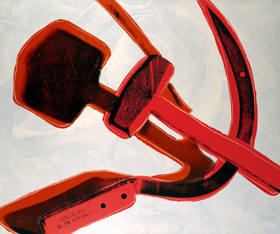 red hammer and sickle symbol on a white background vintage communist emblem