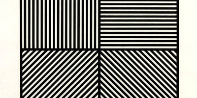 close-up of Sol LeWitt artwork featuring geometric shapes and vibrant colors