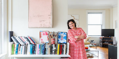 collector sue stoffels multi functional space artwork vibrant colors abstract design