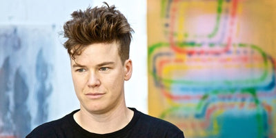 Keltie Ferris studio visit colorful abstract painting on canvas close-up