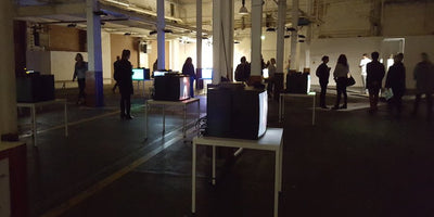 Berlin Art Week 2015 promotional banner featuring colorful abstract artwork and event details