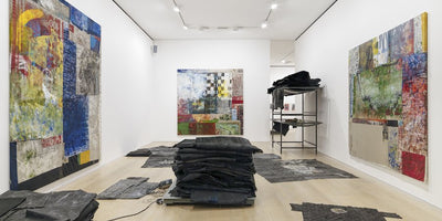 Oscar Murillo artwork titled Binary Function abstract colorful painting on canvas