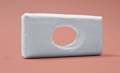 DIY John Baldessari inspired soap art with colorful abstract shapes on white background
