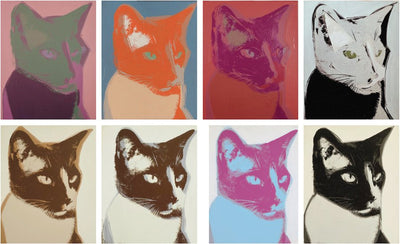 Andy Warhol style animal portraits colorful pop art collage