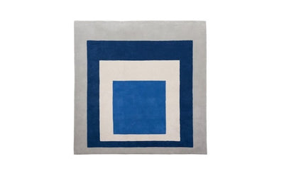 abstract geometric pattern Albers style rug in neutral tones