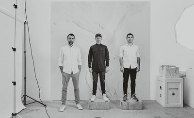 Snarkitecture white geometric architectural installation with large abstract shapes in gallery space