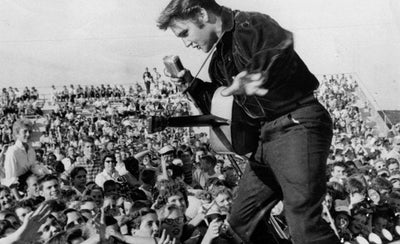 Iconic music photo featuring a live concert performance with vibrant stage lighting and enthusiastic crowd