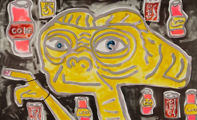 New Katherine Bernhardt artwork vibrant colorful abstract painting on display