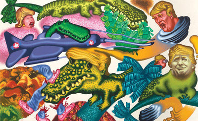 Peter Sauls Pop Art painting featuring US Presidents colorful portrait collage