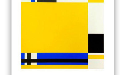 colorful geometric concrete art mural with abstract shapes and vibrant colors on a wall