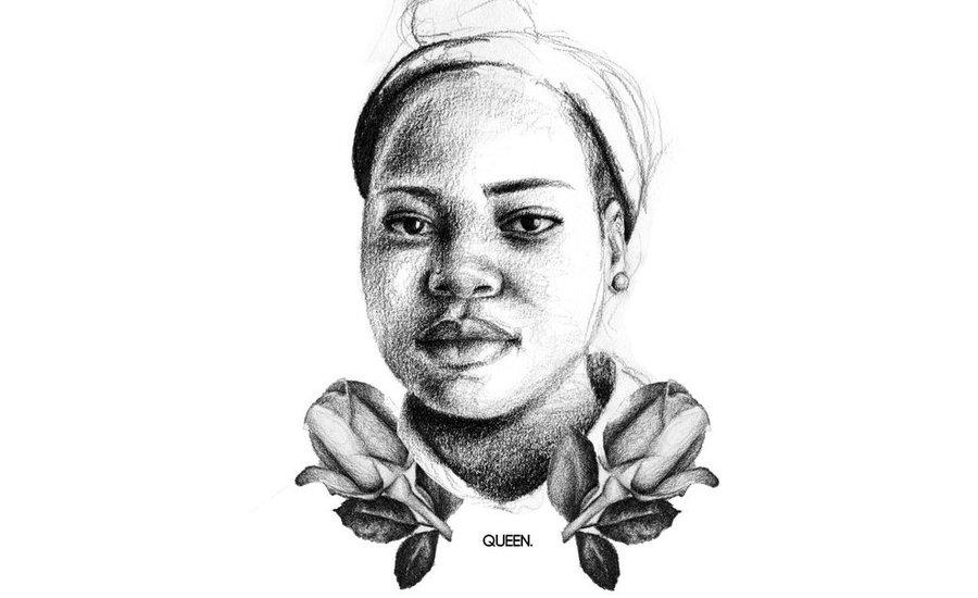 Rhinestones sequins paint photography and linocuts artwork celebrating Women's Equality Day colorful mixed media pieces