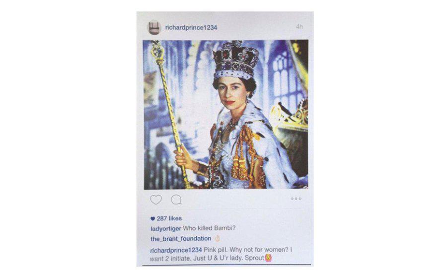 The Artspace Group Show Royalty promotional banner featuring artwork and event details