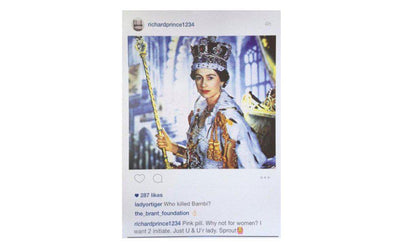 The Artspace Group Show Royalty promotional banner featuring artwork and event details