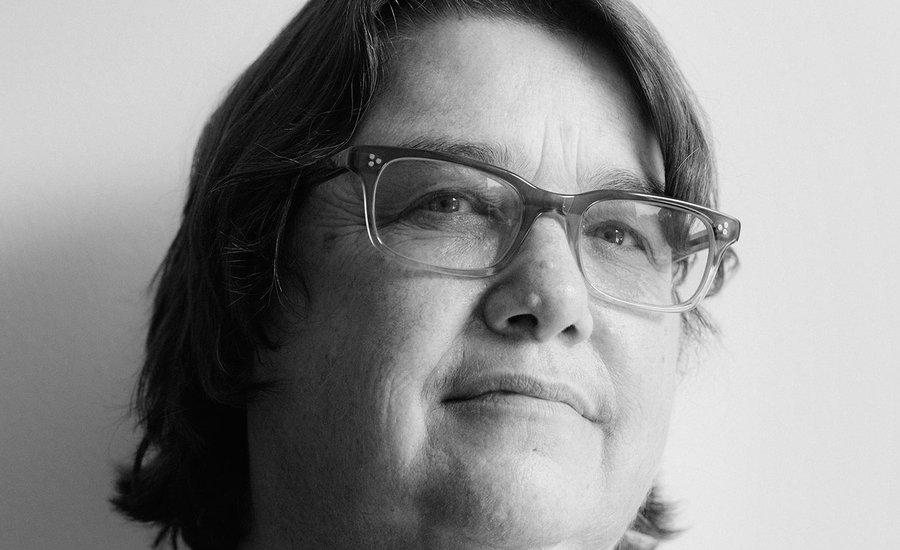 Catherine Opie text artwork on a white background with black and red letters