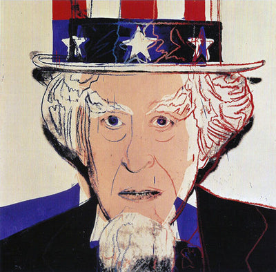Warhol style Uncle Sam pop art illustration with vibrant colors and bold design