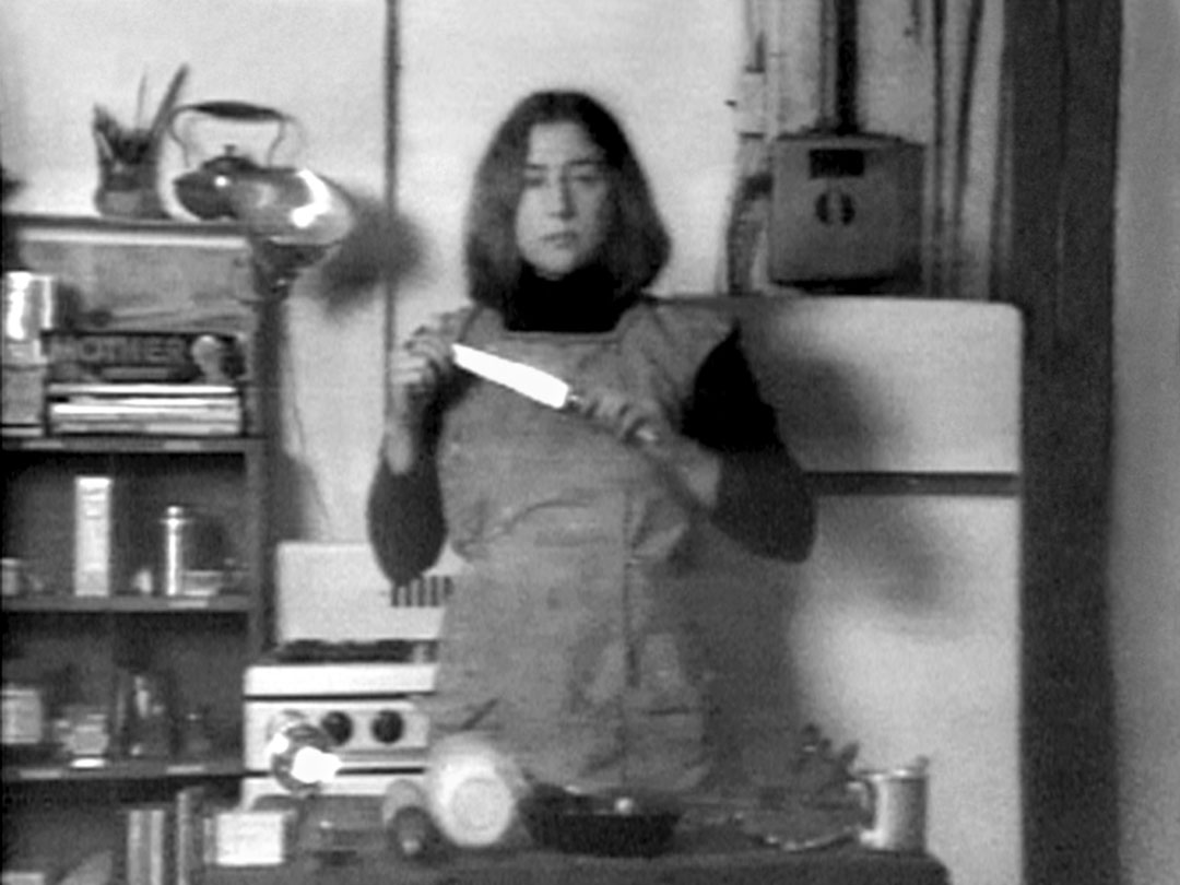 Martha Rosler, Semiotics of the Kitchen, 1975. Video, black and white, sound, 6 min. 33 sec. Courtesy Martha Rosler and Electronic Arts Intermix (EAI), New York