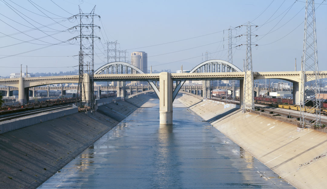 Los Angeles River, Los Angeles, CA, USA, U.S. Army Corps; completed 1913, abandoned 1938. Image courtesy of the Library of Congress