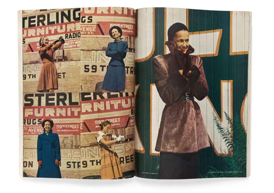 A spread from Junior Bazaar, November 1945, by Hermann Landsoff, from Issues: A History of Photography in Fashion Magazines, by Vince Aletti