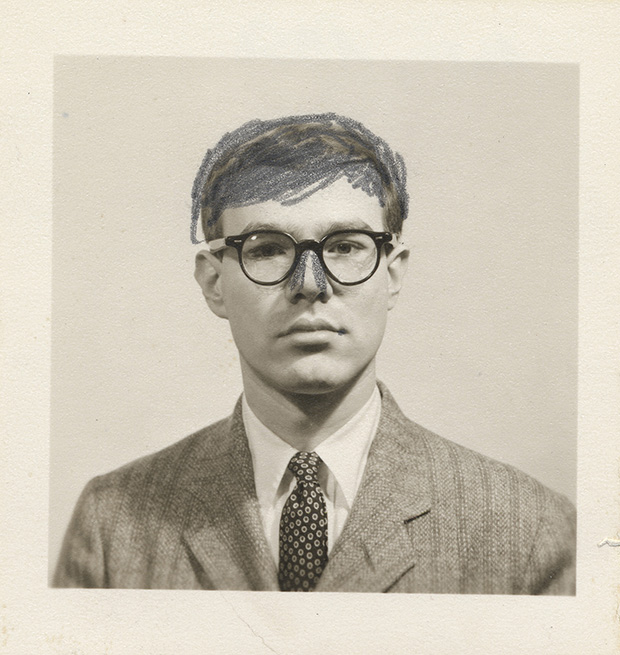 Andy Warhol self-portrait passport photograph with altered nose, 1956