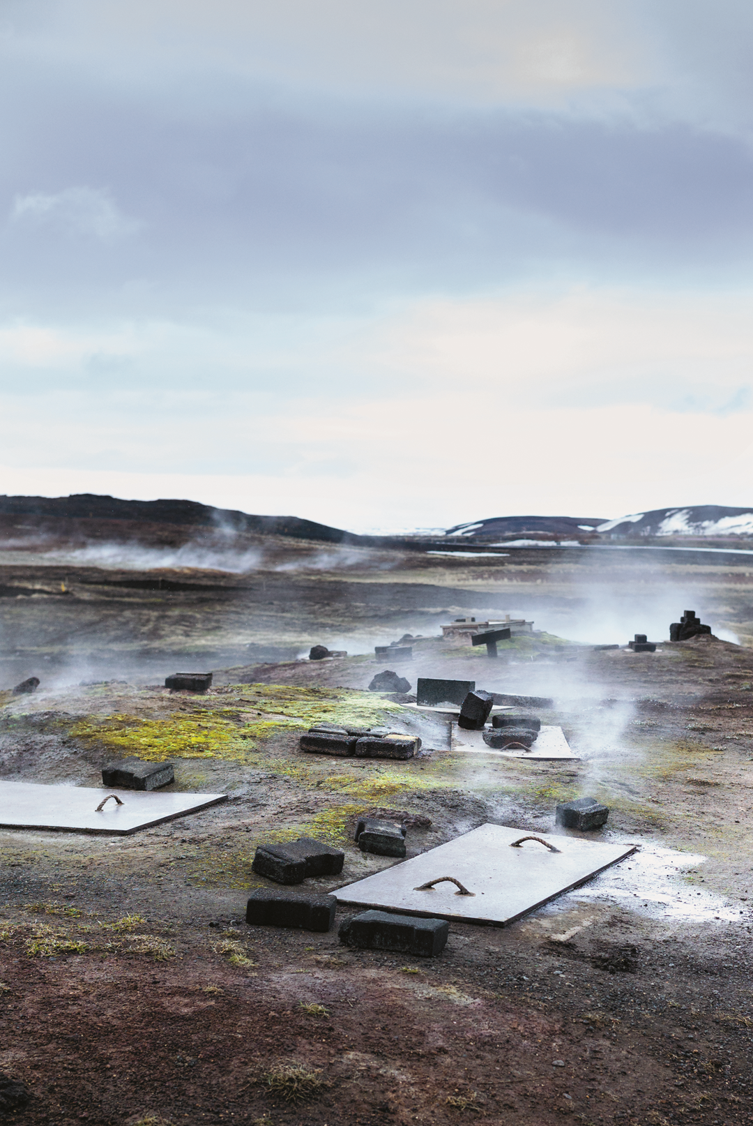 Thermally active area, south of Lake Mývatn, Iceland, May 2013; the site is considered a communal area and each family in the neighbouring village has their own hole in the ground in which they bake Icelandic Rye Bread. Photography by Magnus Nilsson 