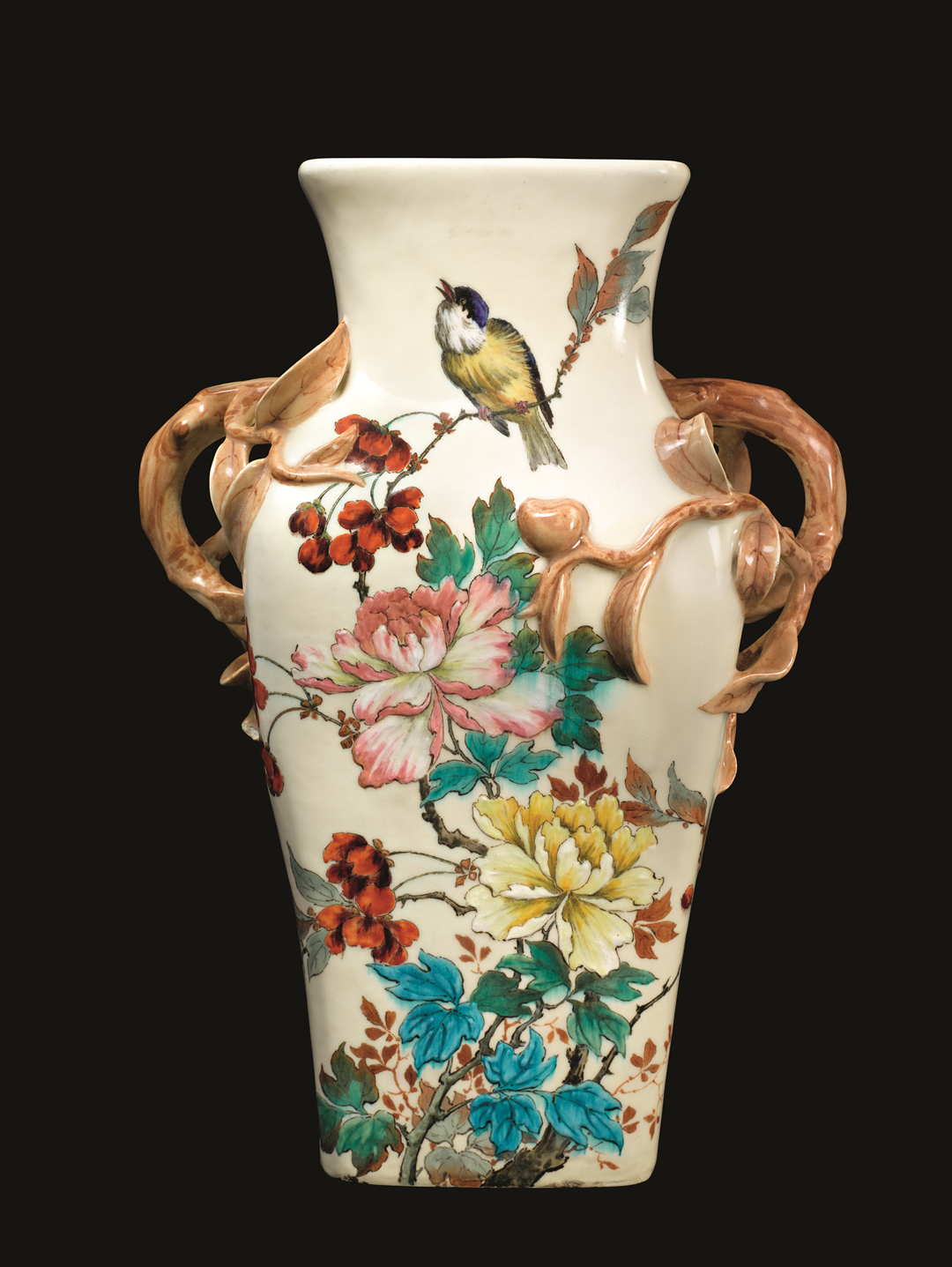 Théodore Deck, ca. 1870–90, earthenware, 19 x 14 x 10 in. (48.3 x 35.6 x 25.4 cm); from ‘Vases’ chapter.  Photo by Maggie Nimkin assisted by Erica Martone