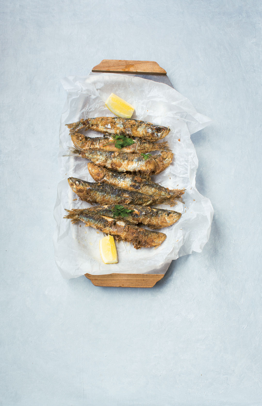 Deep-fried pilchards rolled in barley flour, from The Irish Cookbook