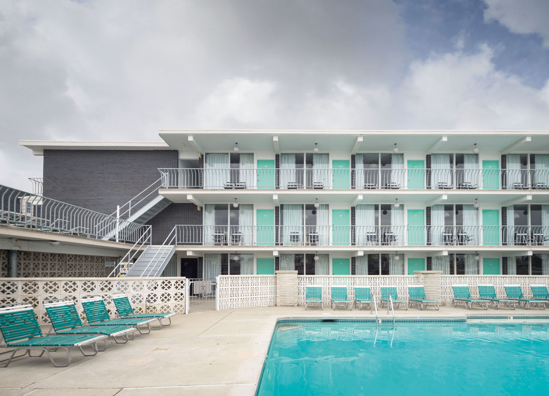 One of the Doo-Wop buildings, in Wildwood, NJ, as featured in Mid-Century Modern Architecture Travel Guide: East Coast USA. All photographs by Darren Bradley