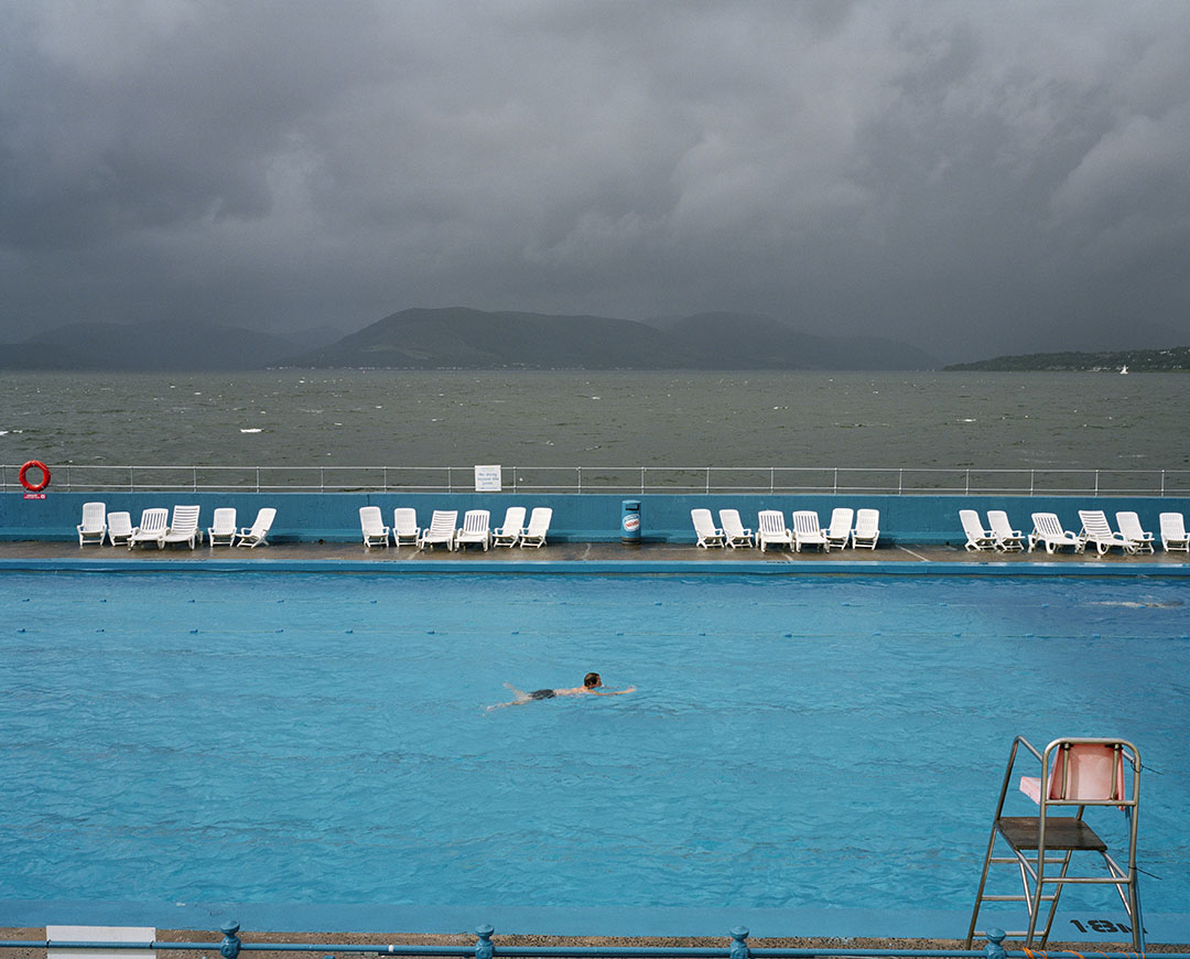 A solitary swim at an outdoor pool in Scotland, 1995