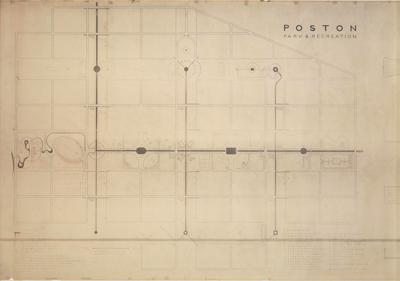 Isamu Noguchi, Poston Park and Recreation Areas at Poston, Arizona, 1942. Blueprint. ©The Isamu Noguchi Foundation and Garden Museum / Artists Rights Society (ARS).