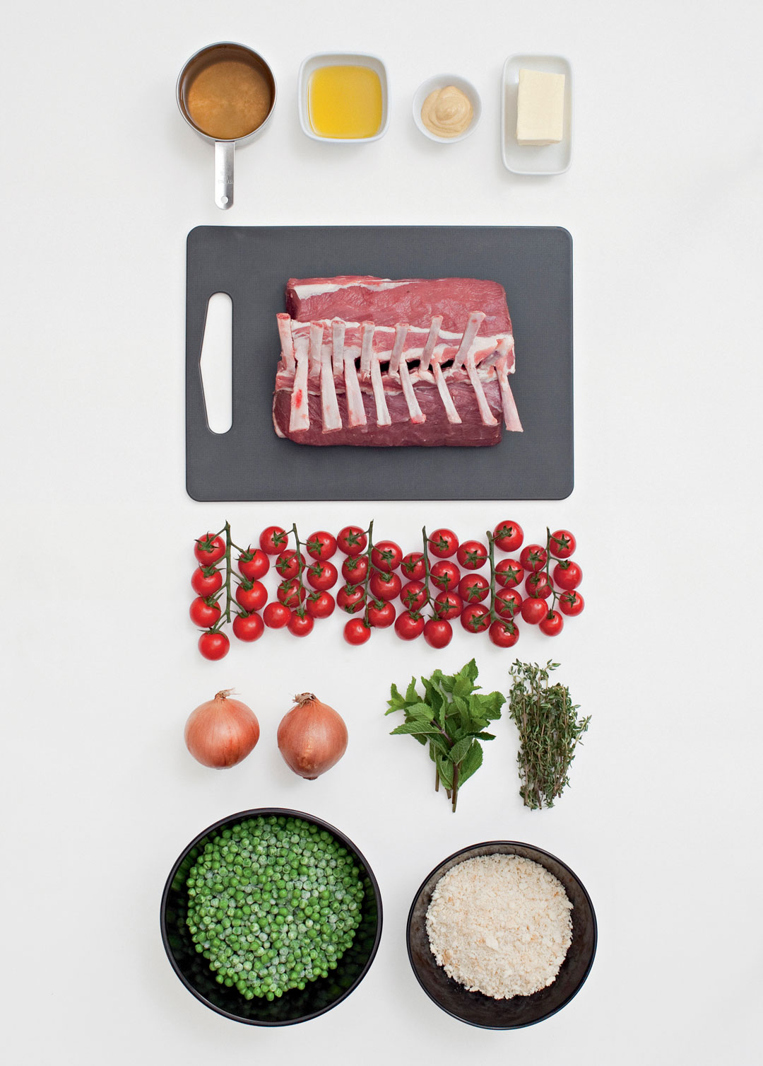 The ingredients for herb crusted lamb