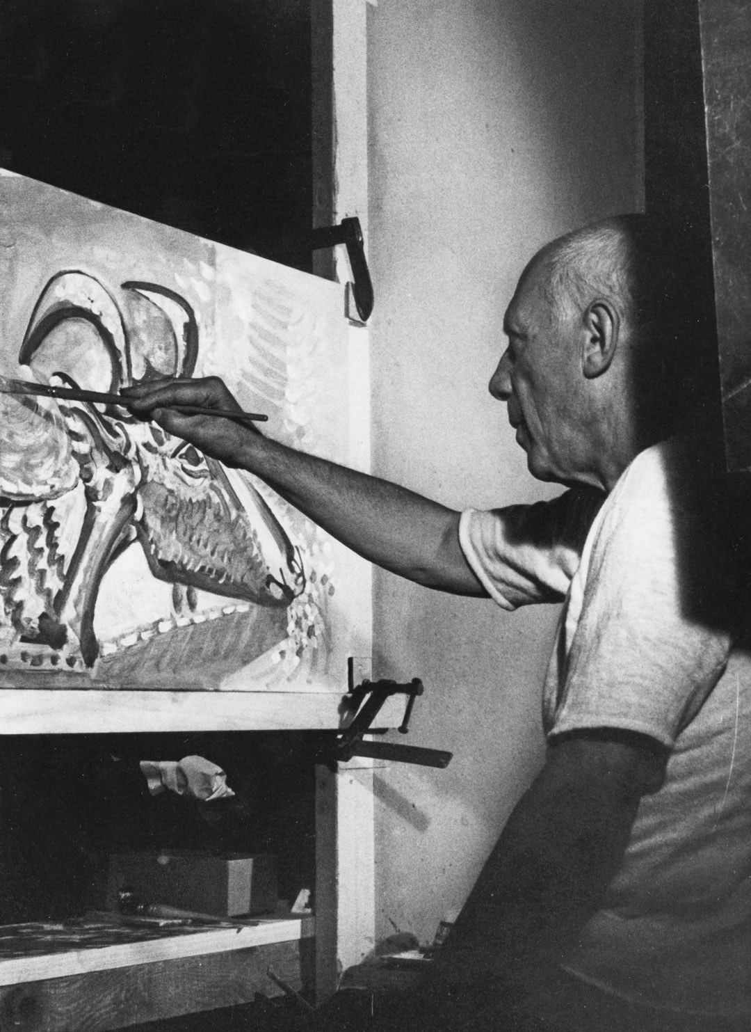 A still from the film Le mystère Picasso, 1956. The paintings that Picasso made on camera were destroyed after filming.