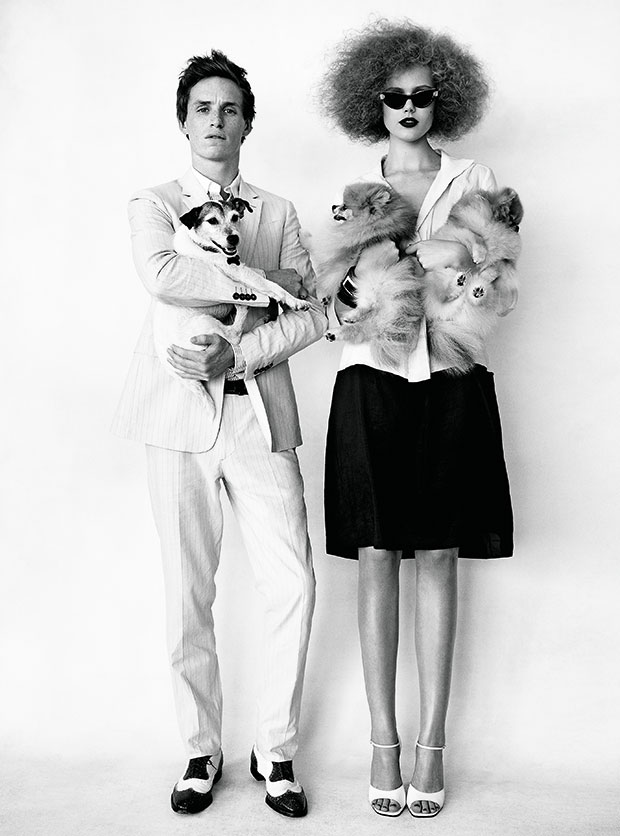 Eddie Redmayne in Burberry London and Frida Gustavsson in Narciso Rodriguez by Patrick Demarchelier, 2009. As Reproduced in Saving Grace: My Fashion Archive 1968-2016 and Grace: The American Vogue Years.