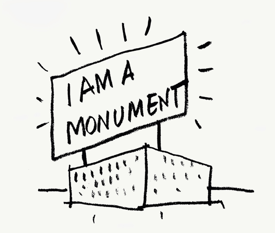 Robert Venturi and Denise Scott Brown, I am a Monument, 1972, ink on paper. Picture credit: Architectural Archives of the University of Pennsylvania | Venturi, Scott Brown Collection. From Drawing Architecture ​