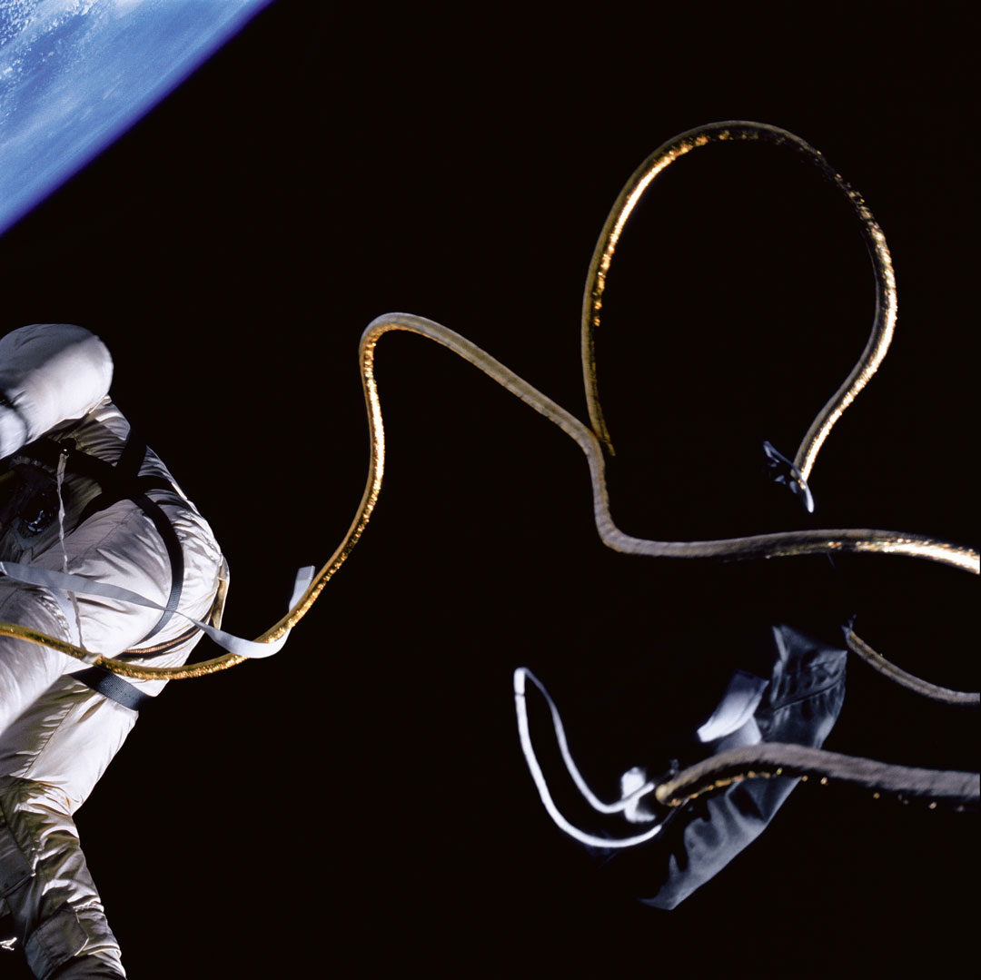 James McDivitt, Edward White on the first American spacewalk, aboard Gemini 4, 3 June 1965, from Full Moon by Michael Light, 1999. Negative/transparency – NASA, digital image ©1999 Michael Light