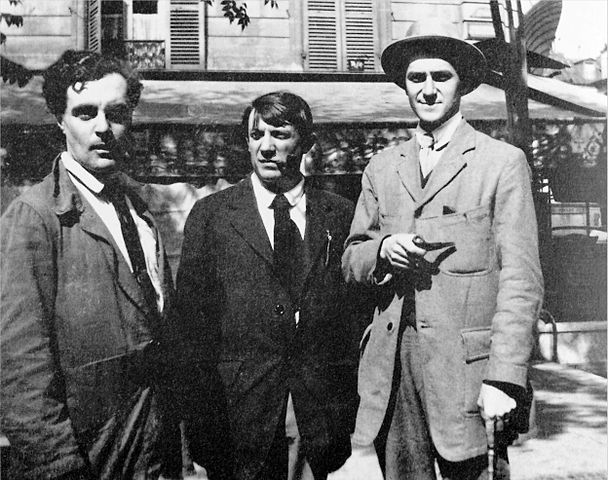 From left: Modigliani, Picasso and André Salmon in front the Café de la Rotonde, Paris. Image taken by Jean Cocteau in Montparnasse, Paris in 1916.