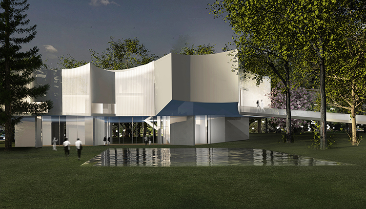Renderings for the new Visual Arts Building at Franklin & Marshall College, Lancaster, Pennsylvania, by Steven Holl. Image courtesy of stevenholl.com
