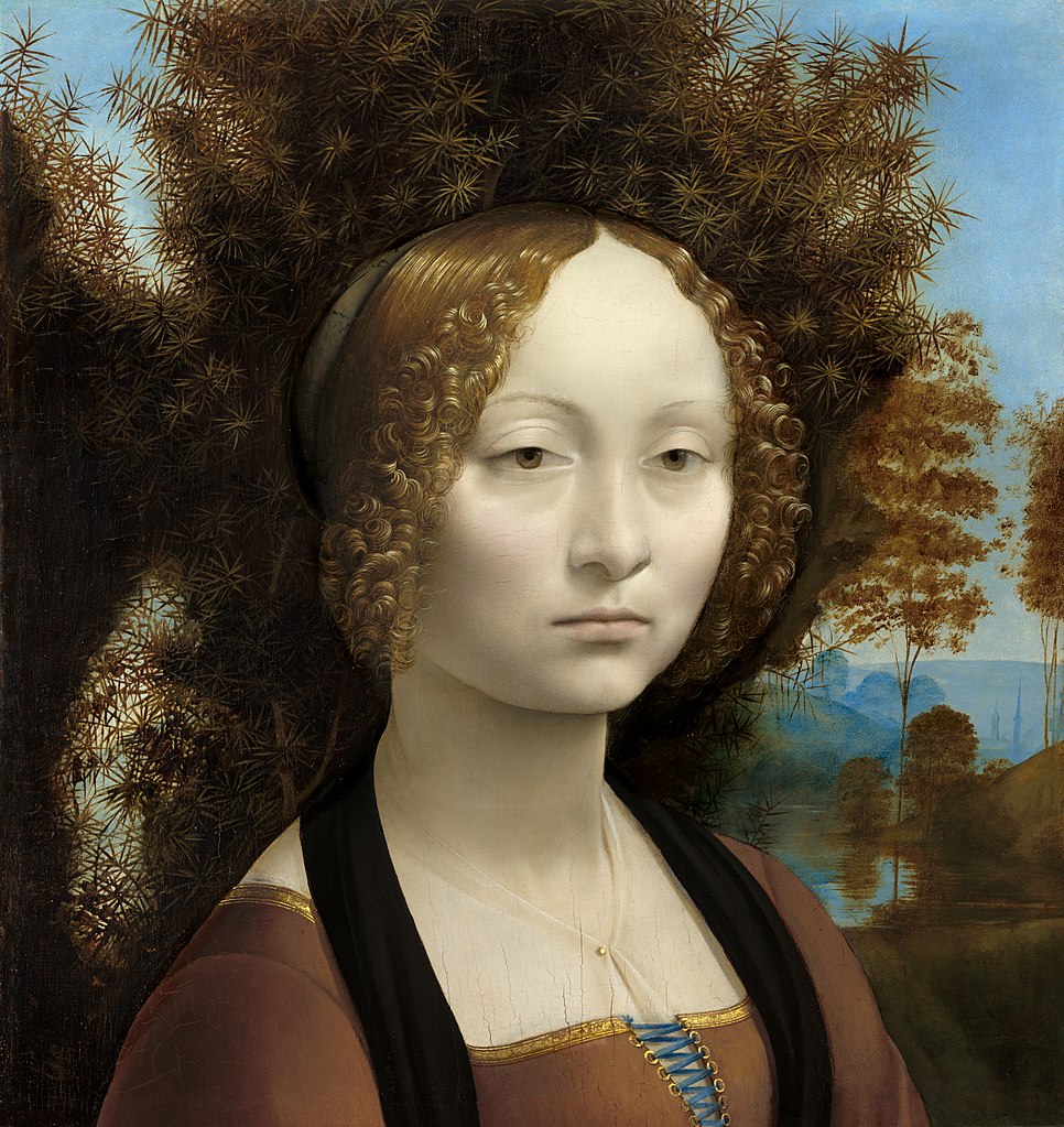 Ginevra de’ Benci (c. 1475) by Leonardo da Vinci, as reproduced in 30,000 Years of Art