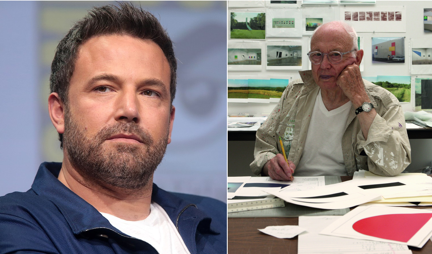 From left: Ben Affleck (photograph by Gage Skidmore), Ellsworth Kelly (photograph by Jack Shear)