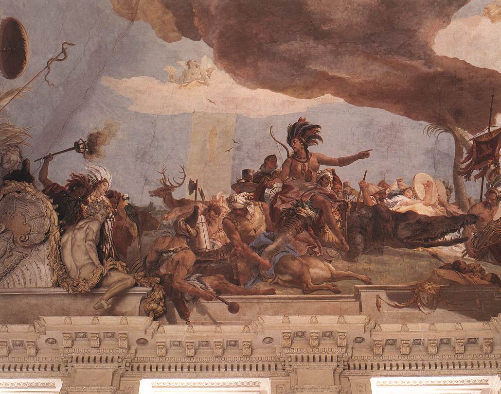 America, from Giambattista Tiepolo, Apollo and the Four Continents, 1752–3. Ceiling fresco, stairwell of the Episcopal Palace, Würzburg, Germany