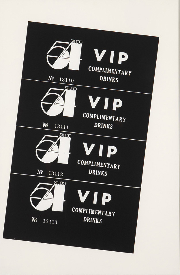 Studio 54 Complimentary Drink Invitation, (1978) by Andy Warhol