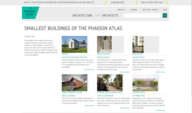 The smallest buildings of the Phaidon Atlas