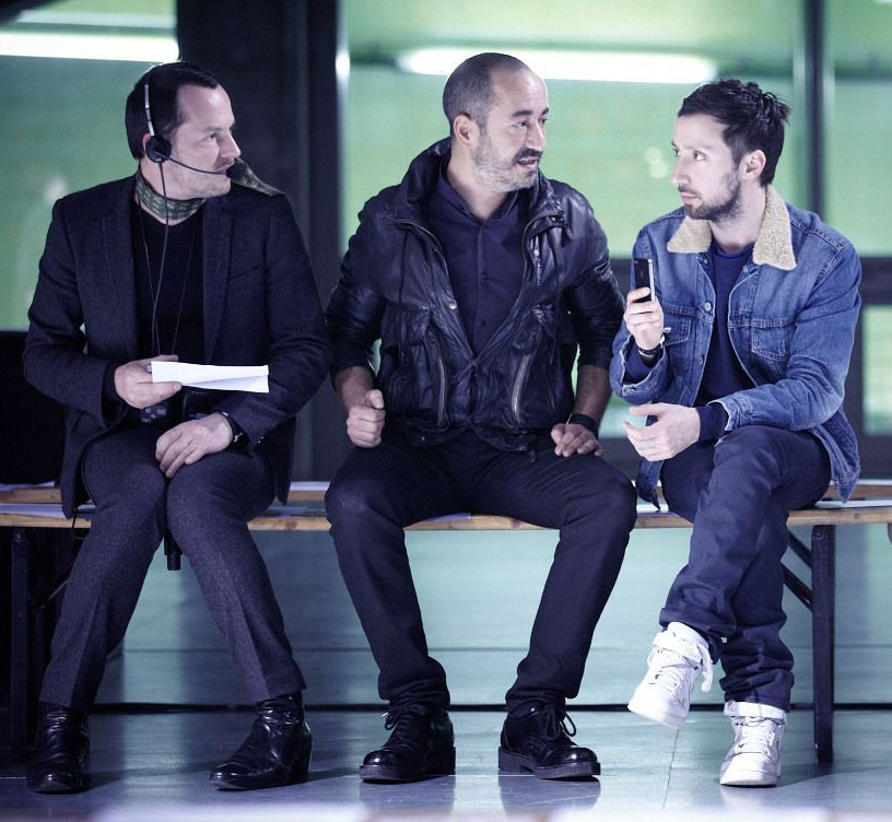 From left: Alexandre de Betak, Saif Mahdi and  Anthony Vaccarello. Photo by Daniel Beres for Bureau Betak