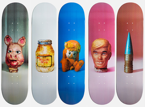 Five boards from Paul McCarthy's PROPO series. Image courtesy of theskateroom.com
