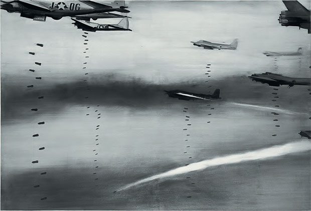 Bomber (1963) by Gerhard Richter, oil on canvas, 130 x 180 cm (51¼ x 70¾ in) Städtische Galerie, Wolfsburg, Germany. As reproduced in Chromaphilia