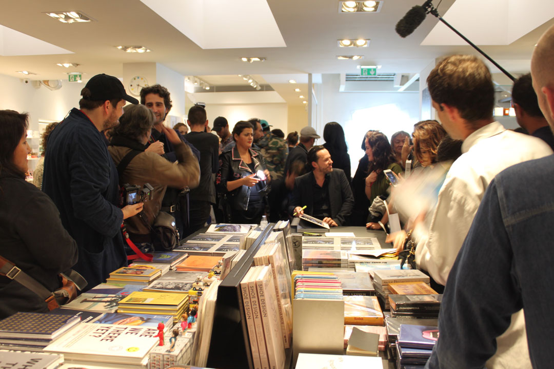 Alexandre de Betak signing copies of Betak: Fashion Show Revolution at Colette in Paris - photo by Hélène Gallois Montbrun