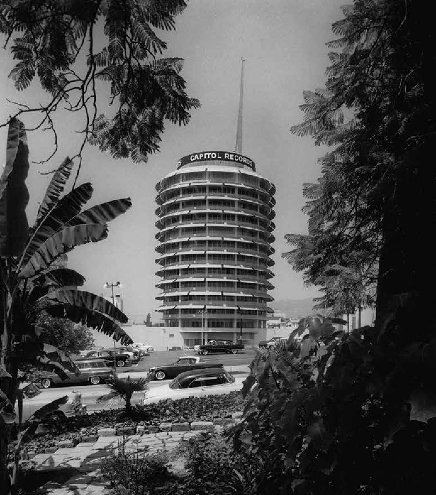 Welton Becket & Associates 1956 Hollywood building housing Capitol Records as photographed by Marvin Rand and featured in California Captured Mid-Century Modern Architecture, Marvin Rand