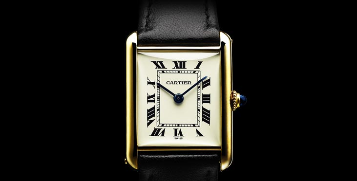 The Tank Louis Cartier watch, from the Cartier Tank range. Courtesy of Cartier