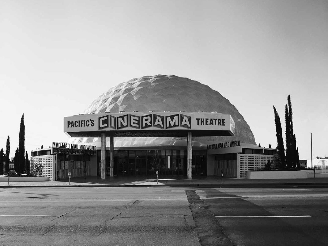 Marvin Rand's 1963 photograph of the Cinerama Dome, Hollywood, by Welton Becket & Associates, as featured in our book California Captured
