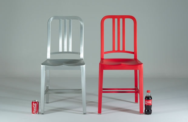 Emeco's 111 Navy chair made from recycled Coca-Cola bottles 