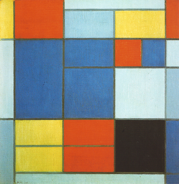 Composition with Red, Blue, Black and Yellow-Green (1920) by Piet Mondrian